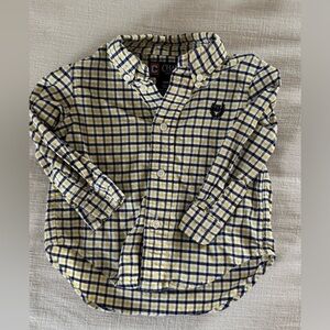 Chaps Yellow and Blue Plaid Kids Button Down Shirt